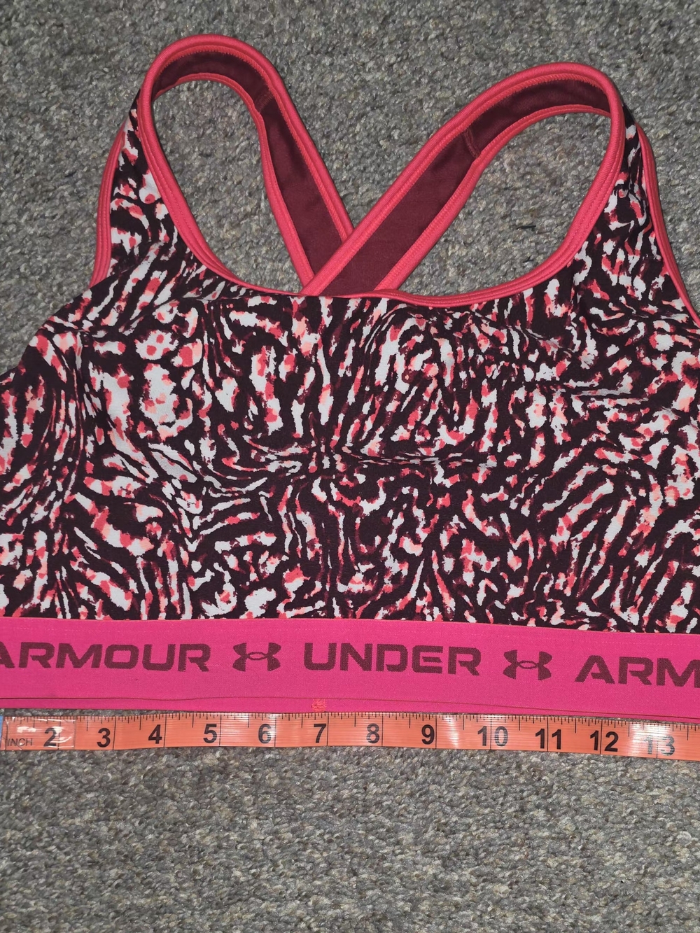 Under Armour Pink and Black Patterned Crossback Sports Bra